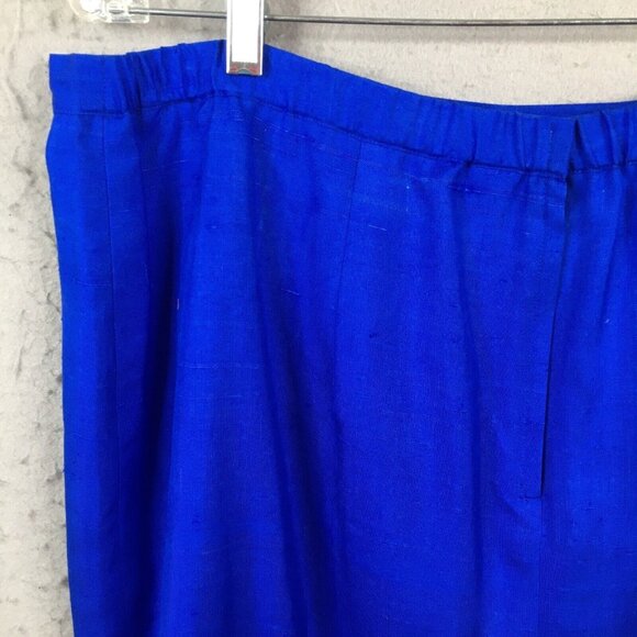 Shomi by Miller Shor Skirt Set Womens 20 Plus Size Blue 100% Silk Office Vintage - Picture 11 of 16